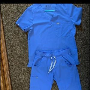 Figs scrubs, worn once, ceil blue